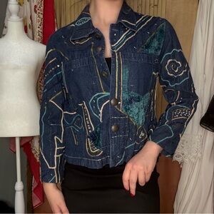 Y2K Blue Embroidered Jean Jacket